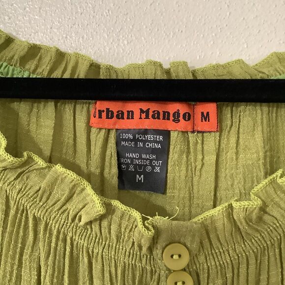 Urban Mango Green Fairycore Bohemian Hippie Festival Fairy Peasant Blouse M - Picture 4 of 7